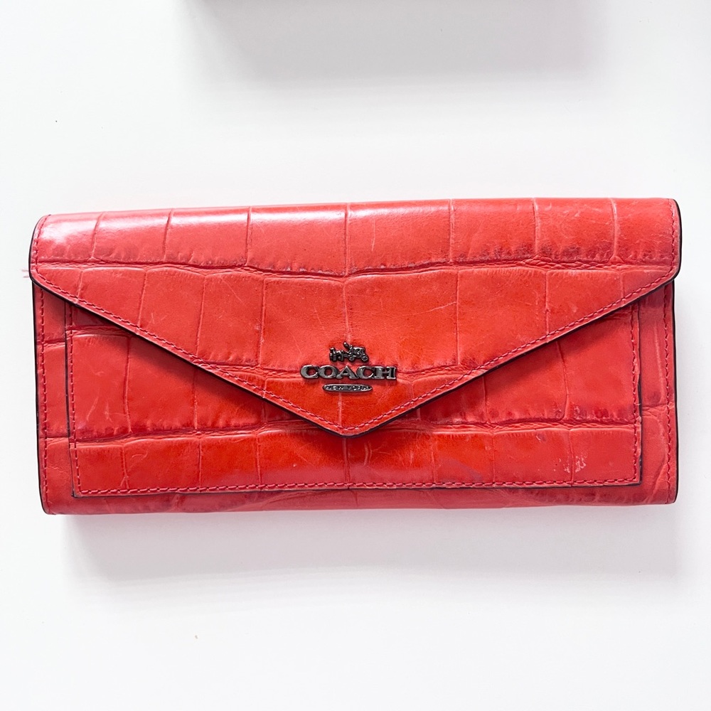 COACH EMBOSSED LEATHER SOFT WALLET ENVELOPE (58047)